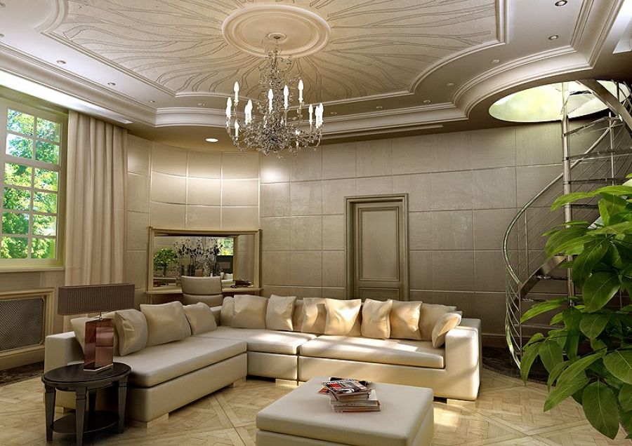 красивый зал в доме. потолок в гостиной. потолок в гостиную. дизайнерские потолки. потолок классика.