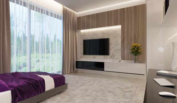 Современный модный интерьер спальни