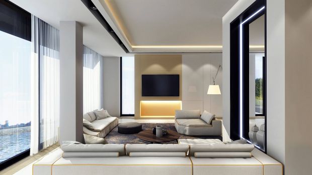 Современный стильный интерьер гостиной