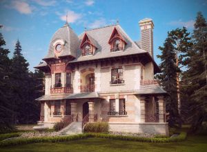 Фасад трехэтажного дома