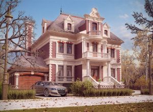 Фасад дома из красного кирпича