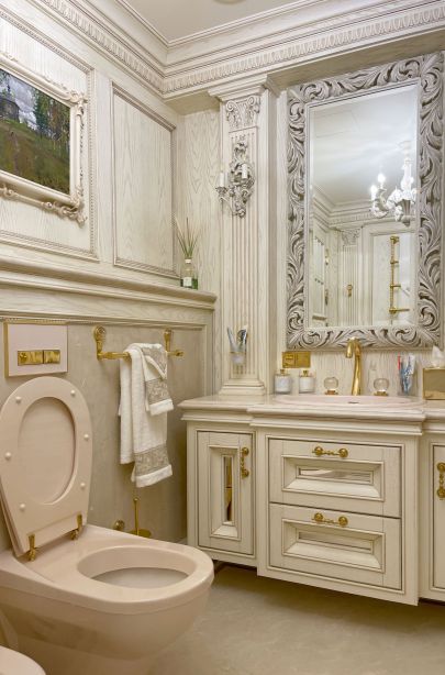 Резное дерево в аристократическом дизайне санузла