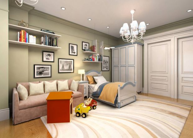 Голубой и серый цвета в дизайне комнаты