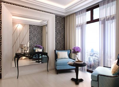 Фото зеркала в просторной гостиной