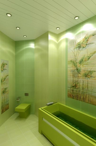Оформление ванной комнаты с фотокартинами на стенах