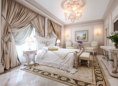 Бежево-белый цвет в потрясающем дизайне спальни