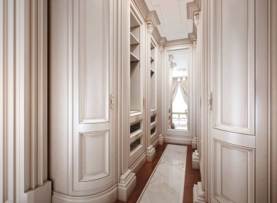 Дизайн гардеробной с узким интерьером