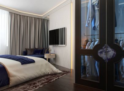 Дизайн ванной комнаты с белой рельефной подсвеченной панелью