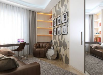 Оформление дизайна интерьера детской для мальчика-школьника