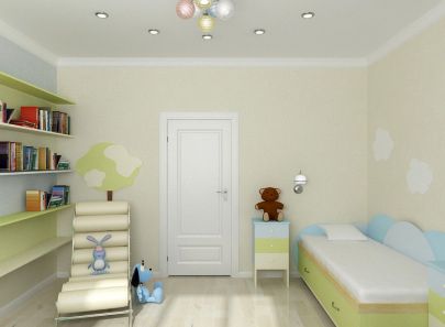 Выразительные фигурные аппликации на стенах в интерьере детской