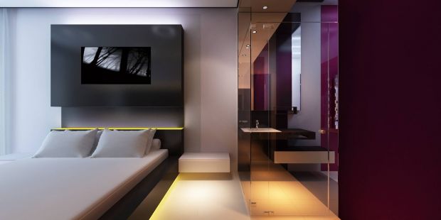 Фиолетовый и черный цвет в диайне интерьера