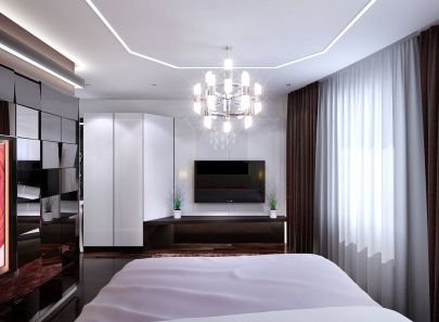 Проект дизайна интерьера спальни в 3 комнатной квартире