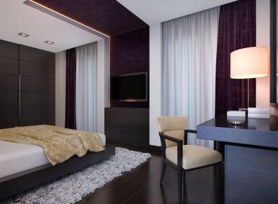 Фиолетовый цвет в дизайне интерьера спальни