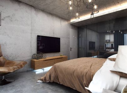 Лофт дизайн интерьера спальни – фото