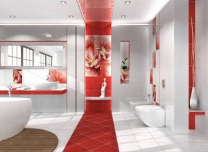 Красный цвет в дизайне ванной