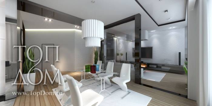 Просторный интерьер столовой для рыб