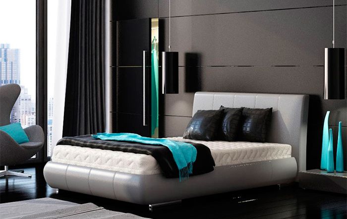 Бирюзовый цвет в спальне современного стиля