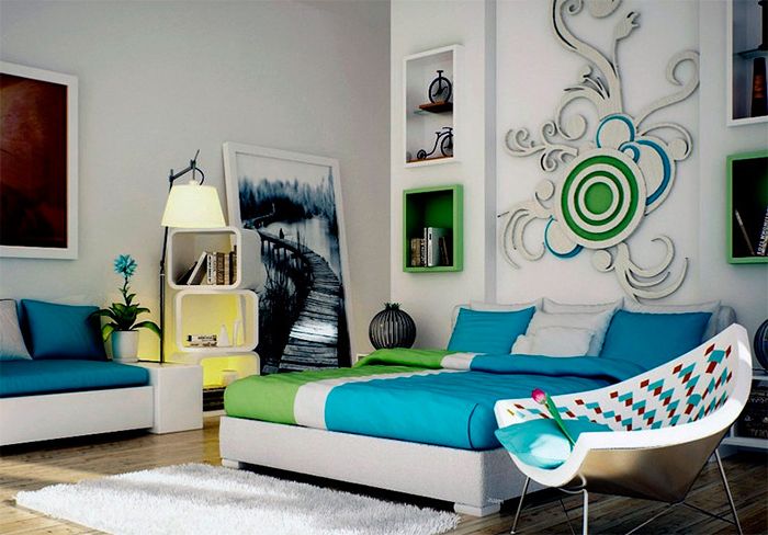 Барельеф в современной спальне