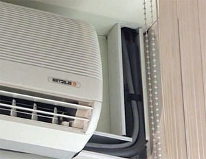 Укладка трубопроводов и кабелей для подключения кондиционера