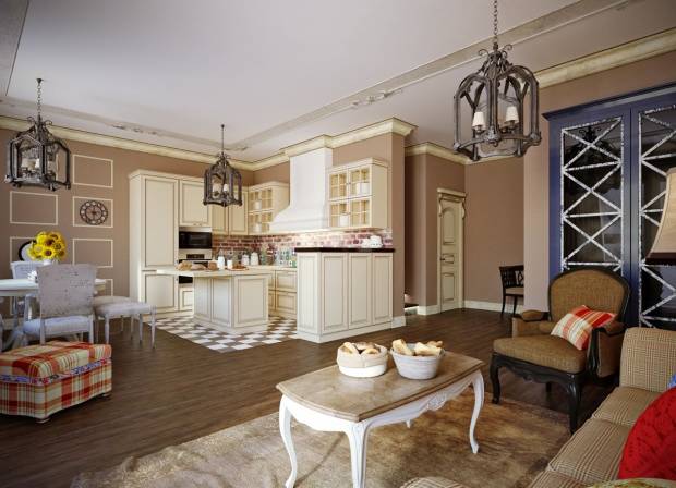 Дизайн интерьера кухни-столовой в доме