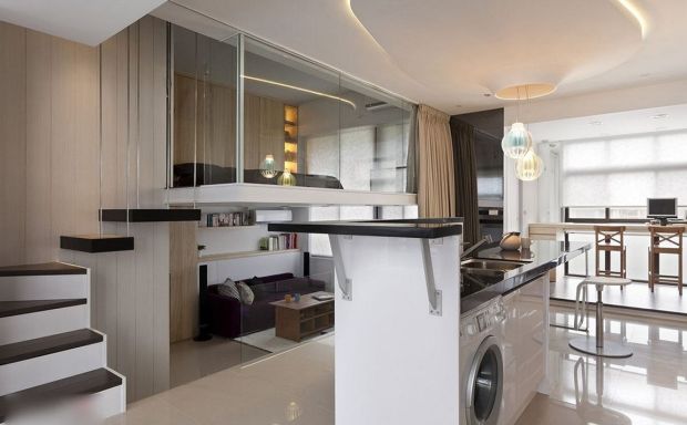 Квартира-студия с кроватью на втором уровне