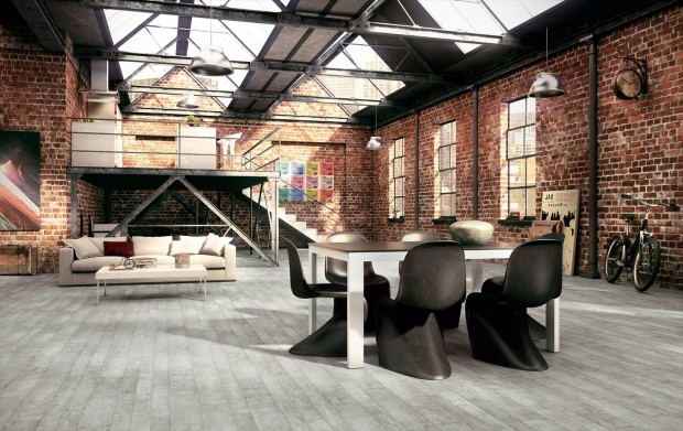 Открытое пространство лофт интерьера