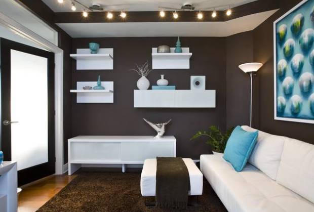 Коричневый цвет в дизайне гостиной